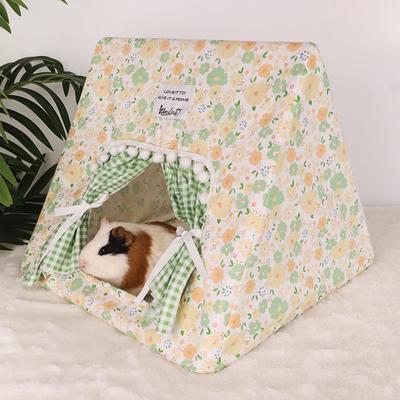Rabbit Tent Pet Shelter Sleeping Rabbit Nest, Small Pets Large Capacity Furniture Ins Small Floral Decorations Hamster Cage