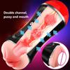 Taza masturbadora masculina, vibrador, Vagina Real para hombres, Garganta Profunda, boca, doble resistencia para adultos, ejercicio, Juguetes sexuales para hombre