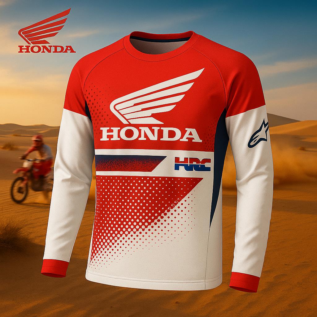 Honda 26 New Quick-Dry Men's Motorcycle Long Sleeve Breathable Riding T-Shirt Suitable for Off-Road Outdoor Riding