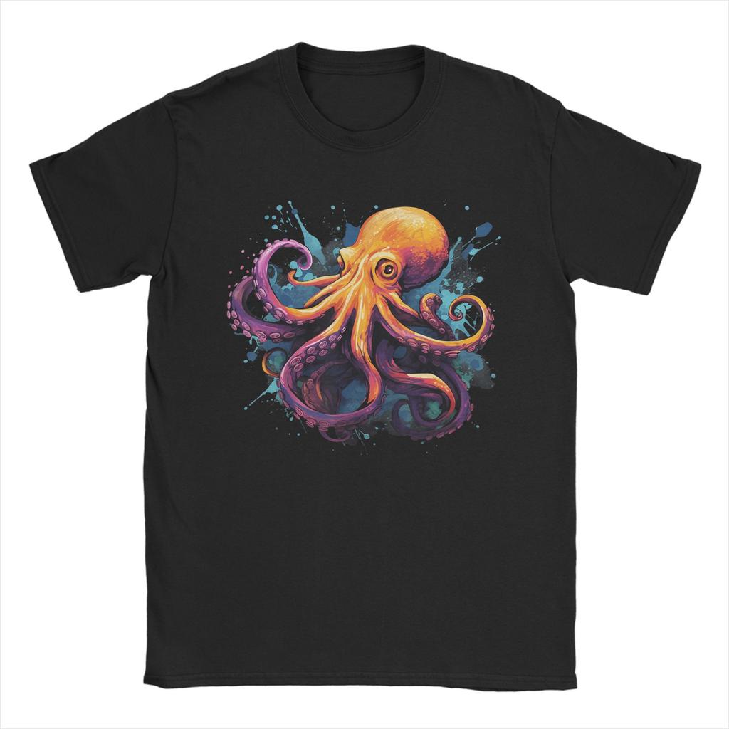 Octopus Colorful Scuba Dive TShirt Beach 100 Cotton TShirts For Couple Hip Hop Casual Tee Shirt Short Sleeve Vintage Tees