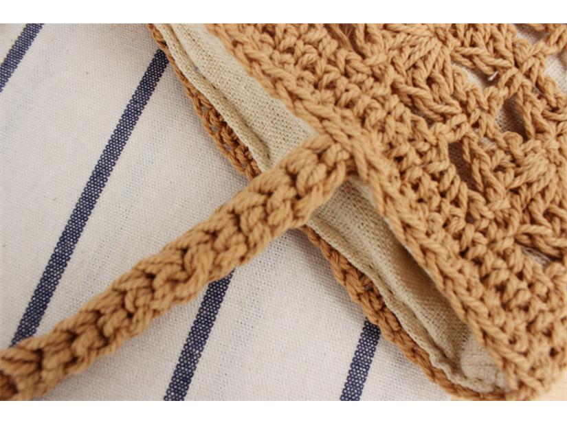 Versatile Hollow Cotton Rope Woven Bag for Seaside Vacations and Daily Commutes