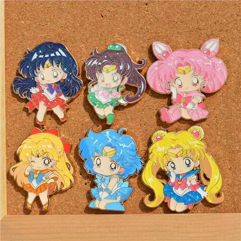 Classic Japanese Anime Girls Sailor Moon Lapel Pins for Backpack Enamel Pin Women's Brooch Badges for Clothes Jewelry Accessorie