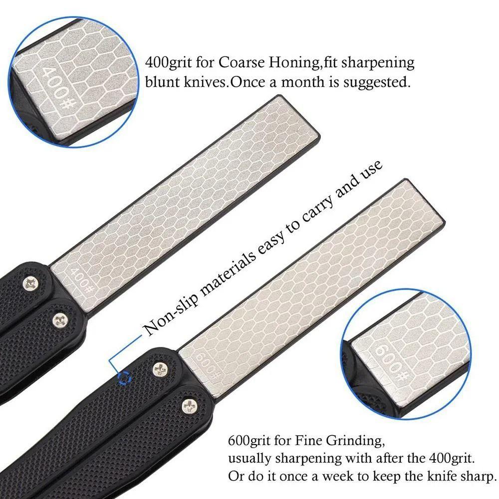 400/600 Grit Double Side Grindstone Pocket Size Grinding Tools Foldable Sharpener  Outdoor Tools