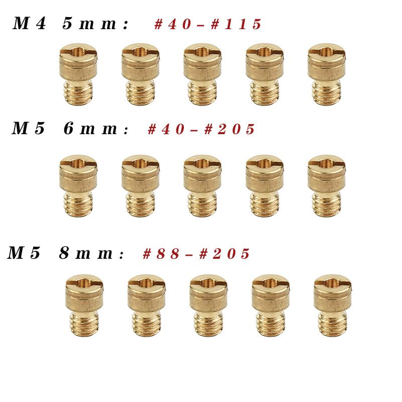 Pakket van 10 stuks Carburateur Hoofdsproeier M4 M5 5mm 6mm 8mm Schroefdraad voor DellOrto BGM Motoforce Carburateur Injector Mondstuk Maat 40-205
