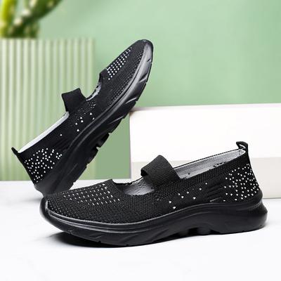 Mittleren Alters Damen Frühlings- und Sommer-Laufschuhe Fliegenstrick Atmungsaktiv Leicht Rutschfest Sportlicher Stil Freizeitschuhe Square Dance Schuhe