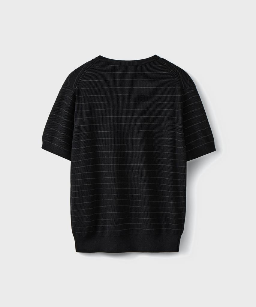 Beulaendideu Refined Stripe Henley Half Knit [Black]
