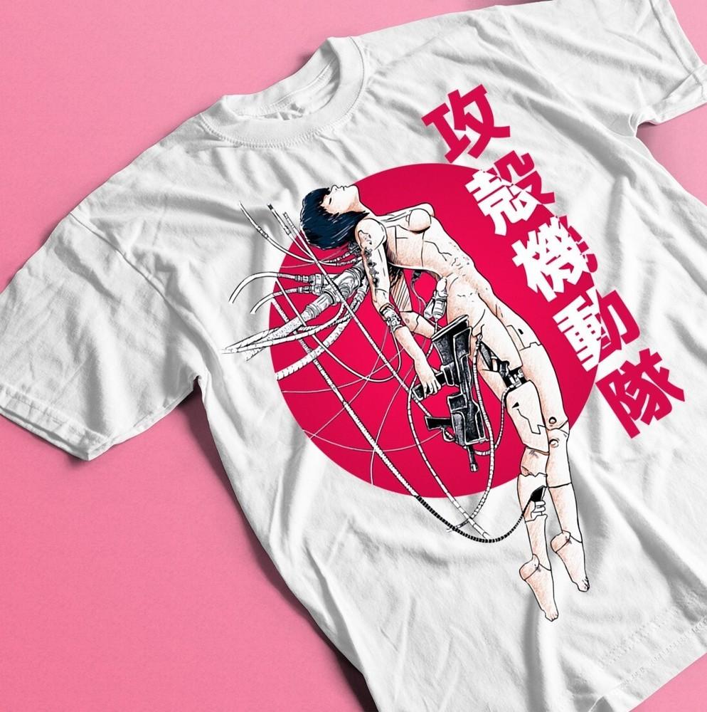 

Призрак в доспехах Мотоко Кусанаги Унисекс Футболка, Японская аниме эстетика футболка, 4XL