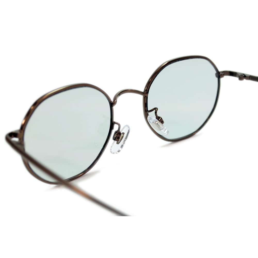 Fashion Crown Polygonal Light Colored UV 3386 [MERRY PLEASURE] Sunglasses, Glasses, Panto, Frame, Ultra-thin Frame, Boston, Round, Lenses, Protection,