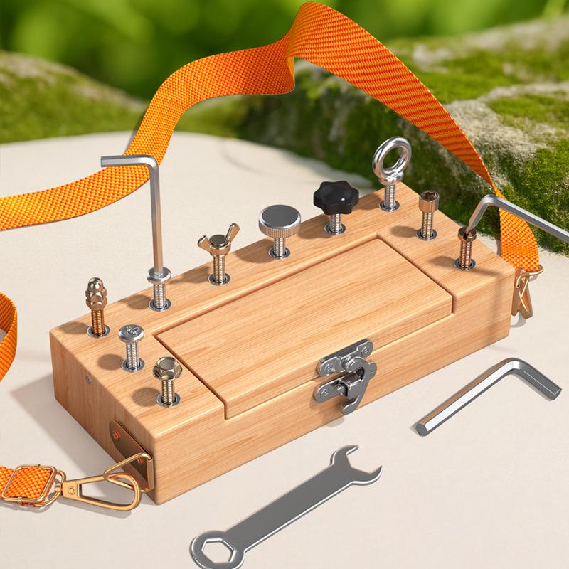 Children's Wooden Montessori Screw & Nut Toolbox Educational Toy