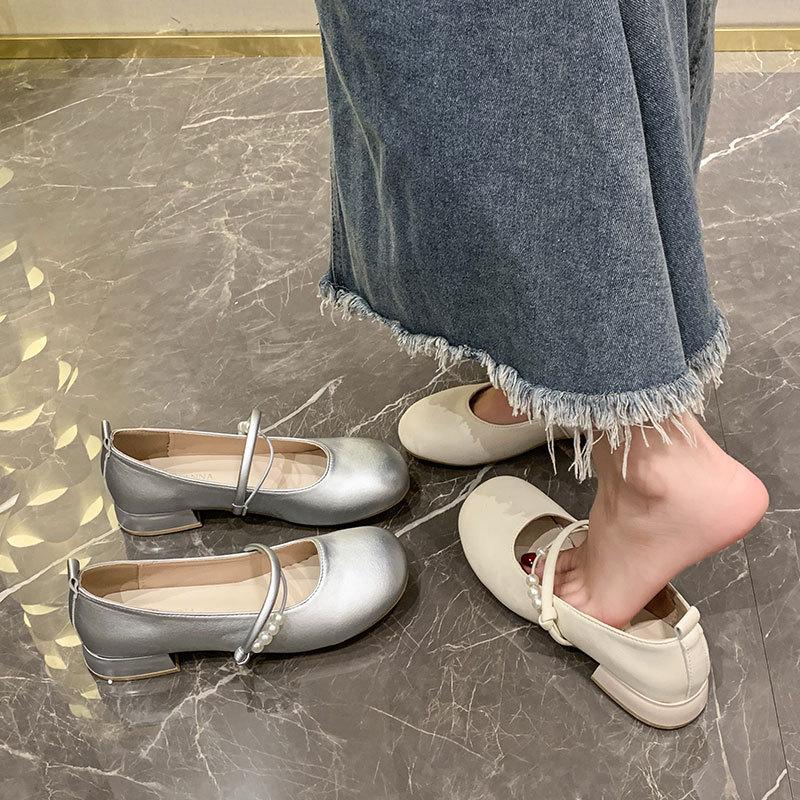 New Chinese Gentle Mary Jane Girl Shoes New Thick Heel Granny Shoes Fairy Style Pumps Shoes for Spring 2025