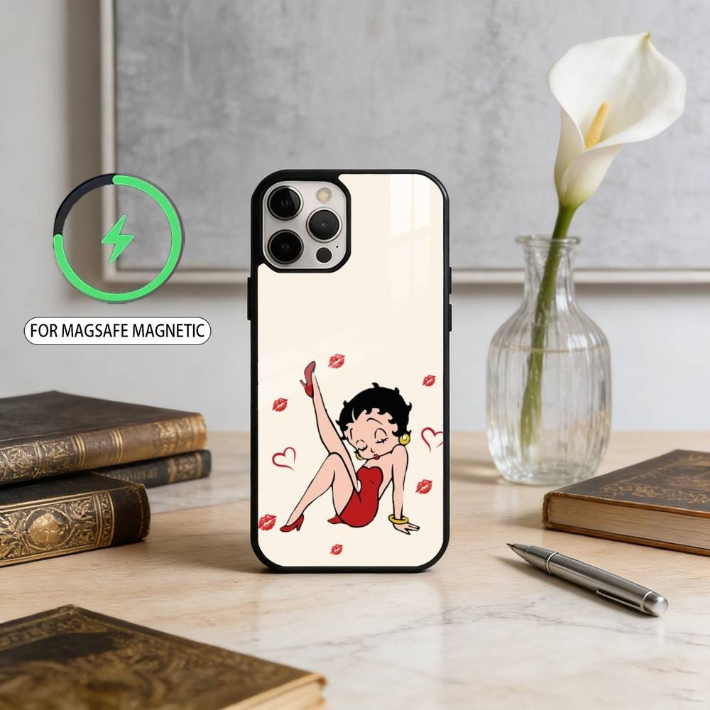 

B-Betty-TY Cute B-Boop Magnetic For Magsafe Wireless Charging Phone Case For iPhone17,16,15,14,13,12,11 Plus,Pro Max iPhone16PROMAX