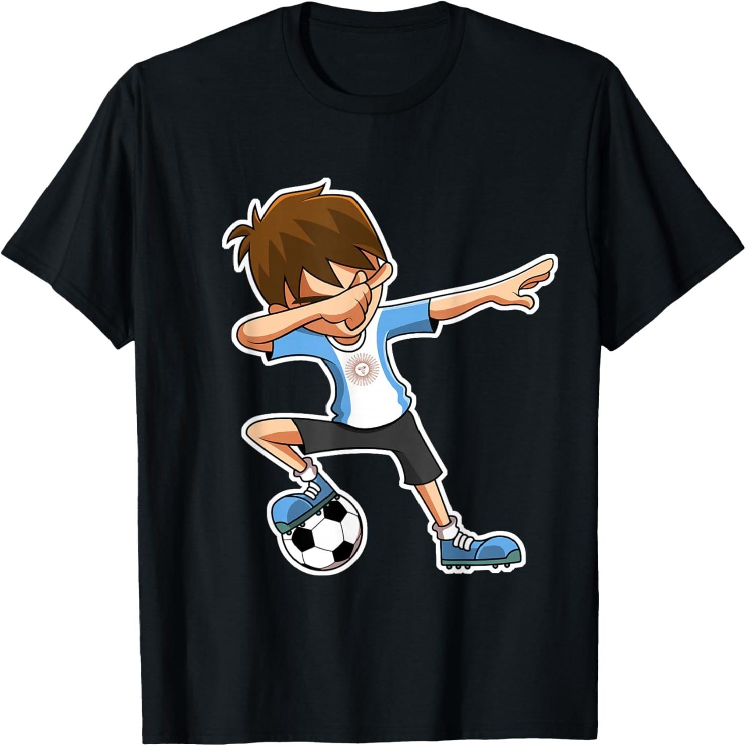 Dabbing Soccer Argentina Jersey Shirt, Dab Kids Boys T-Shirt S