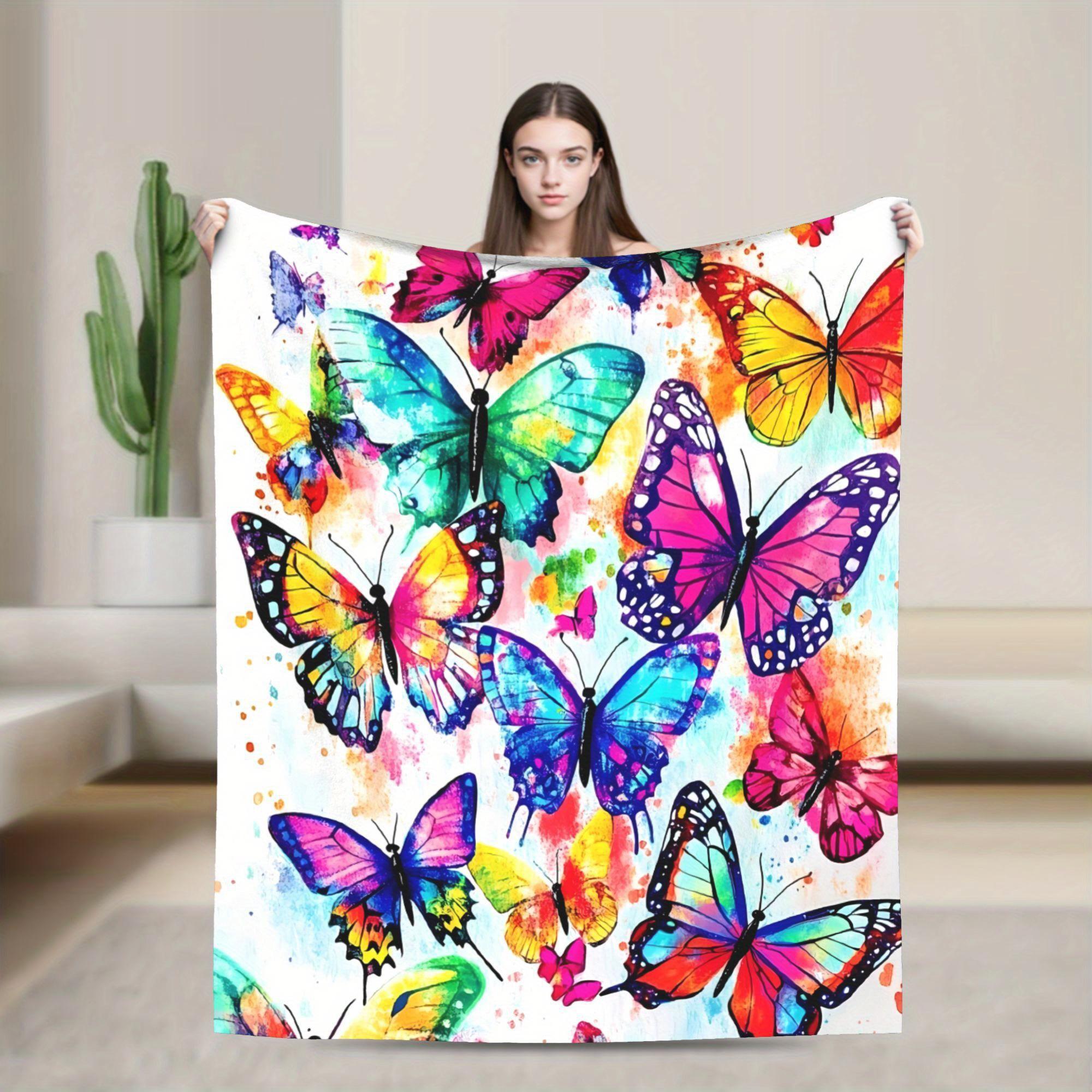 Butterfly Blanket Beautiful Butterfly Throw Blanket Ultra Soft Flannel Colorful Butterflies Blanket Gifts for Adults 70x100cm