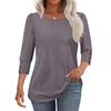 Women's Fashion Casual Solid Color Round Neck Seven-quarter Sleeve T-shirt Top