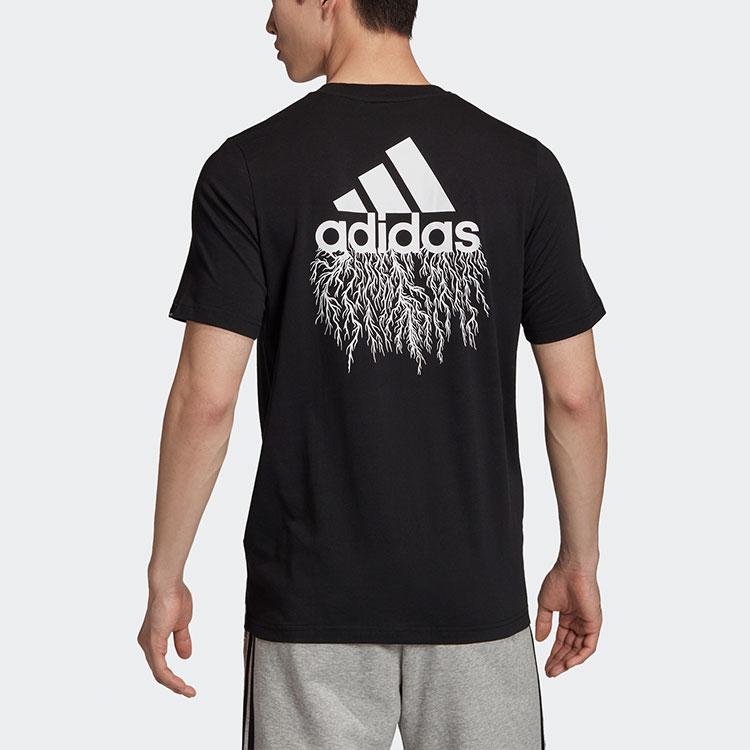 Adidas Logo Print Round Neck Short Sleeve Training T-Shirt Men Tops Black GD5920