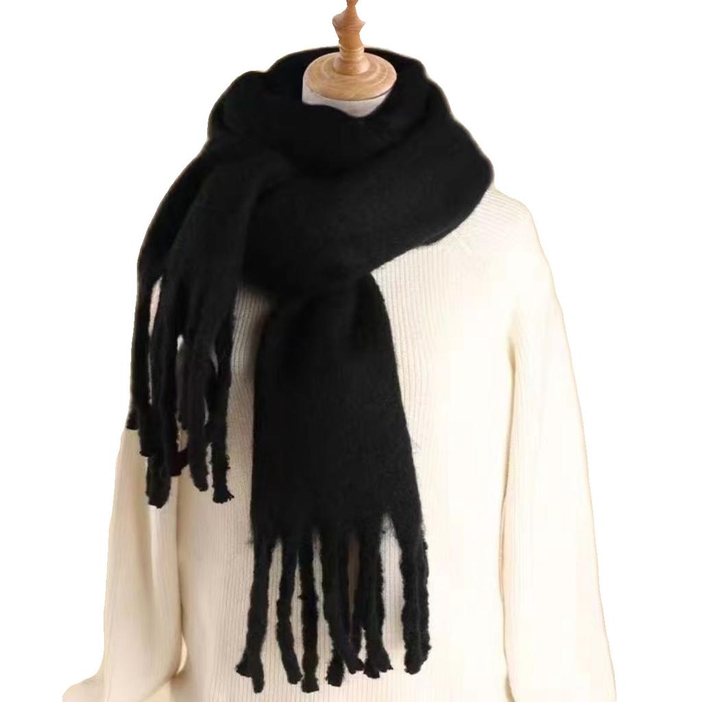 Scarf women's winter versatile enlarged thickened solid color shawl mohair warm scarf
