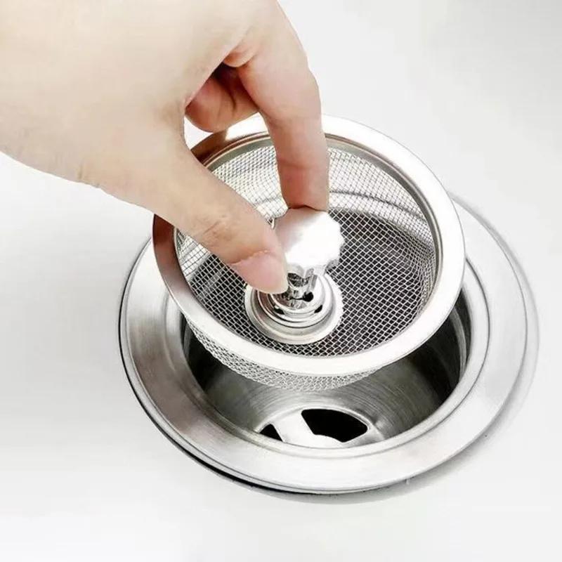 3Pcs Kitchen Water Sink Filter Sink Mesh Strainer Kitchen Stainless Steel Sink Strainer Bathroom Floor Drain Cover Cleaning Tools