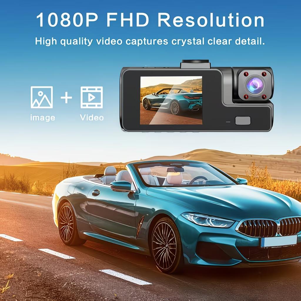 Dual/Triple-channel HD Dash Cam, 1080p FHD, Front/In-Car/Rear View, Rotating Lens, G-Sensor, Night Vision