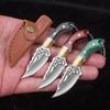 Stainless Steel Sharp Mini Fixed Knife Colorful Wood Unpacking Express Portable Carry Keychain Survival Tool for Camping Travel
