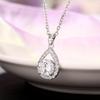 Teardrop Halo Pendant Necklace Brilliant Round Center Stone Elegant Sparkling Jewelry for Women