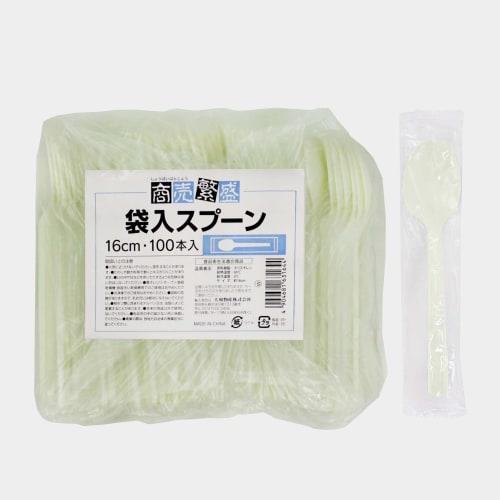 Daiwa Bussan Disposable Plastic Spoons, Good for Business, Cutlery, 16cm, Pack of 100, Ivory/White, 21.0 x 18.5 x 5.5cm