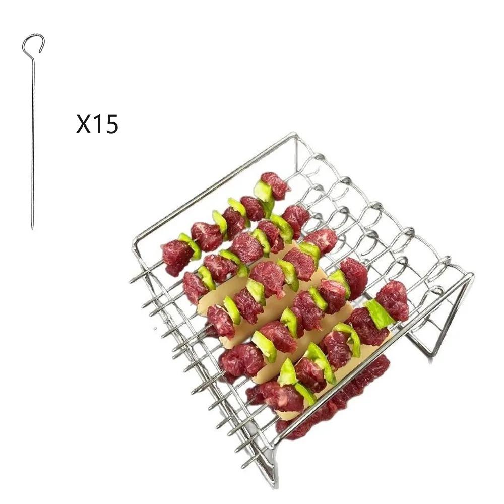 

High Quality Stainless Steel Barbecue Bracket Three Layer Cooking Rack Air Fryer Rack Roast Meat Picks Air Electric Fryer