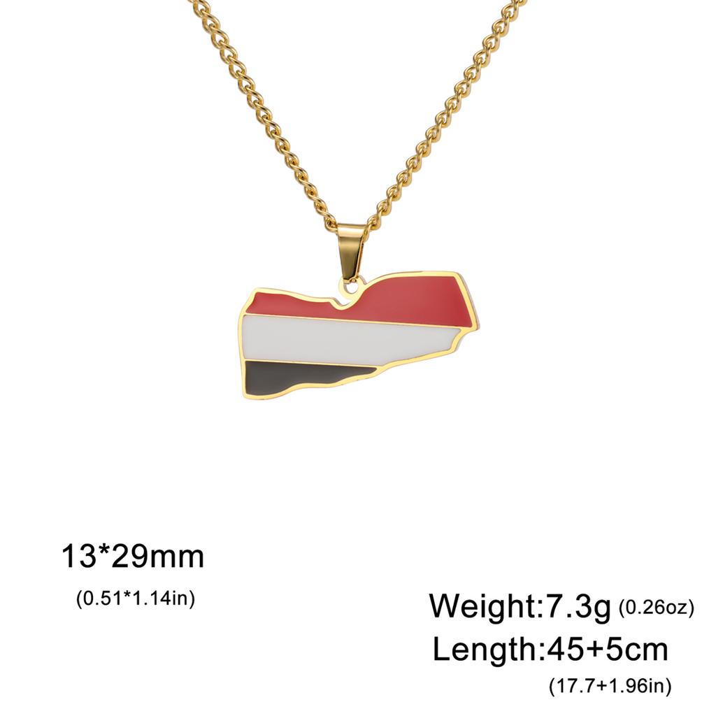 Drip Oil Yemen Map Necklace Stainless Steel Gold Silver Color Fashion Yemeni Flag Pendant Charm Patriotic Gift Wholesale