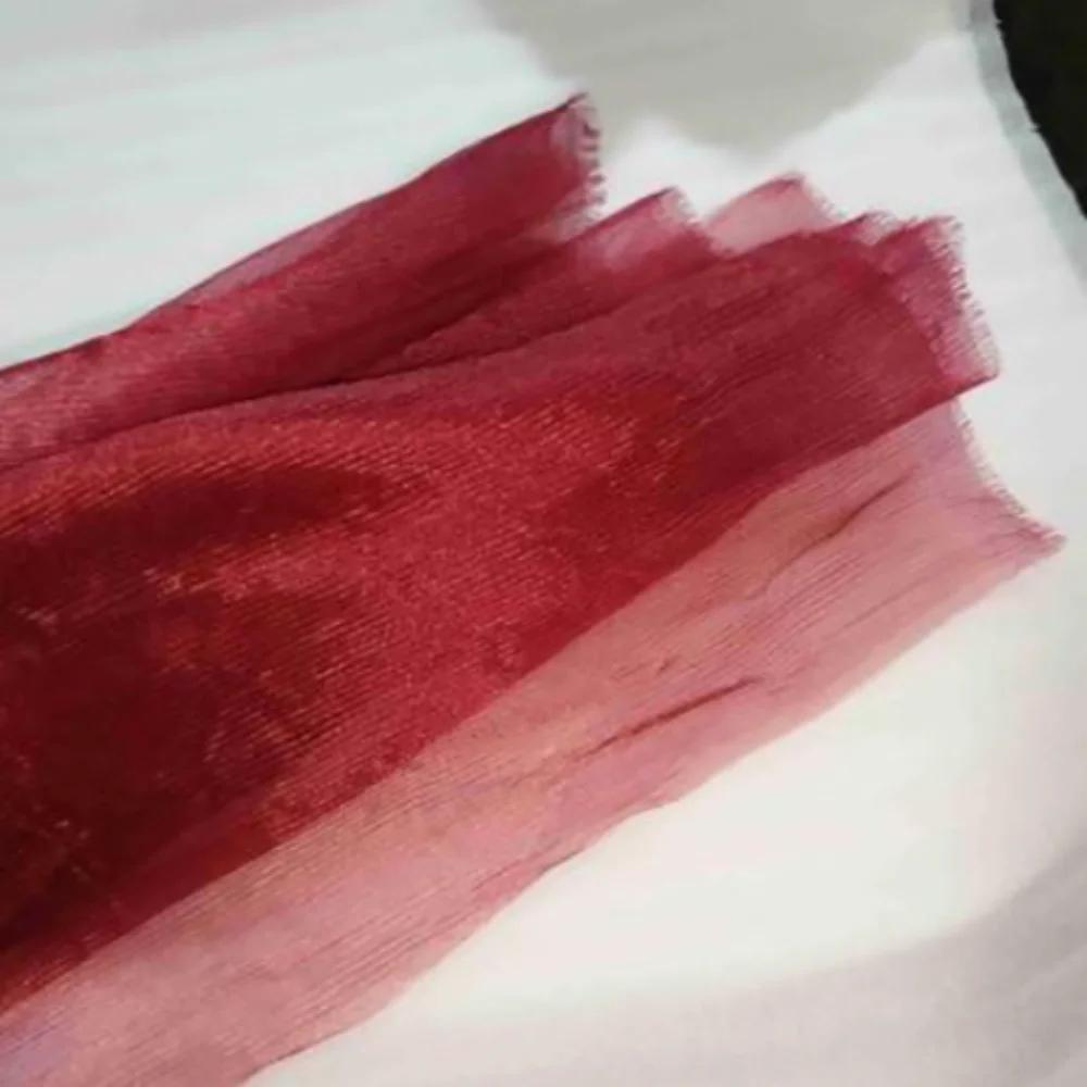 

2025 Bright Organza Fabric DIY Stiff Shape Pleated Mesh Fabrics Polyester Material Designer Fabrics Wedding Decoration красный