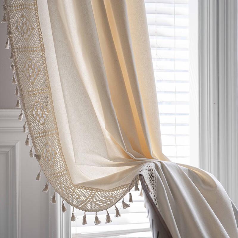 Jing Ga Spliced Floral Semi-Sheer Rod Pocket Curtain