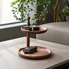 Wooden Organizer with Trays Round Tiered Tray for Dresser, Entryway, Vanity