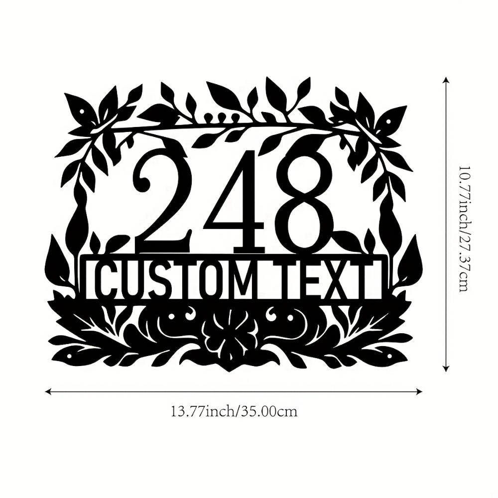 

Custom Metal Address Plaque, Elegant Leaf Floral Design Personalized House Number Sign for Rustic Modern Home Outdoor Wall Decor Housewarming Gift