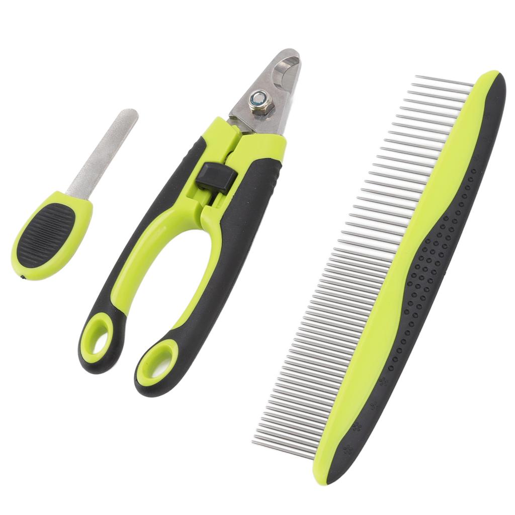 Haustierpflege-Set Edelstahl Ergonomischer Haustierkamm Hunde-Nagelknipser und Trimmer-Set mit Feile für Katzen Hunde