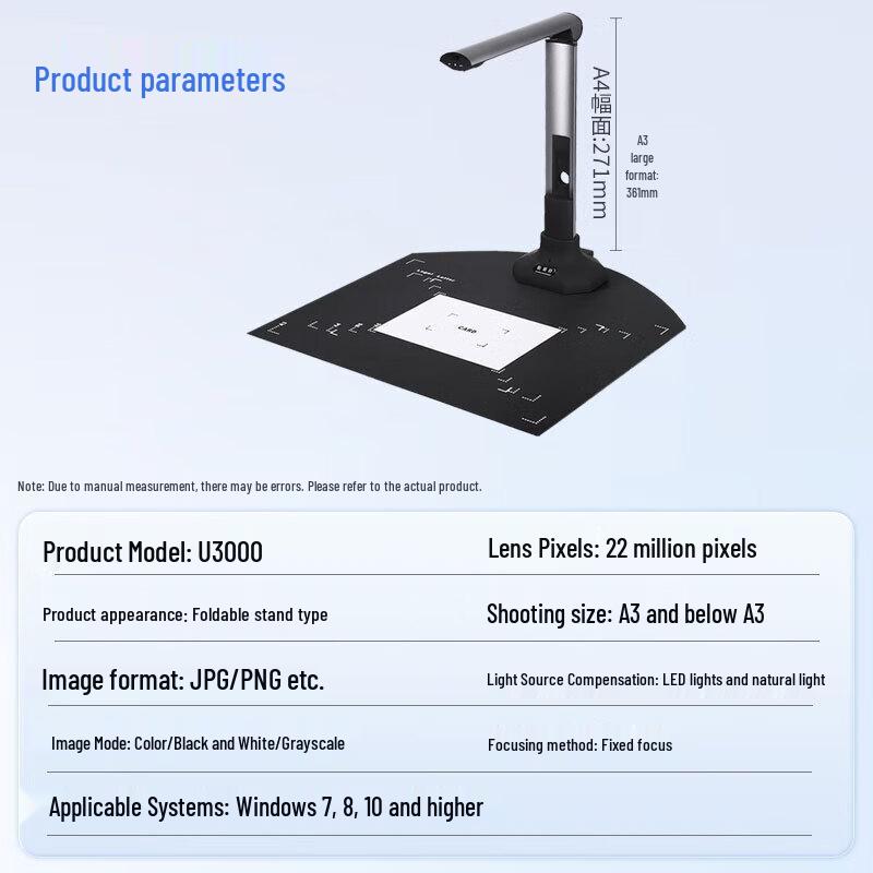 Dianyipai U3000 20MP A3/A4 High-Speed Document Scanner CN plug (adapter included)