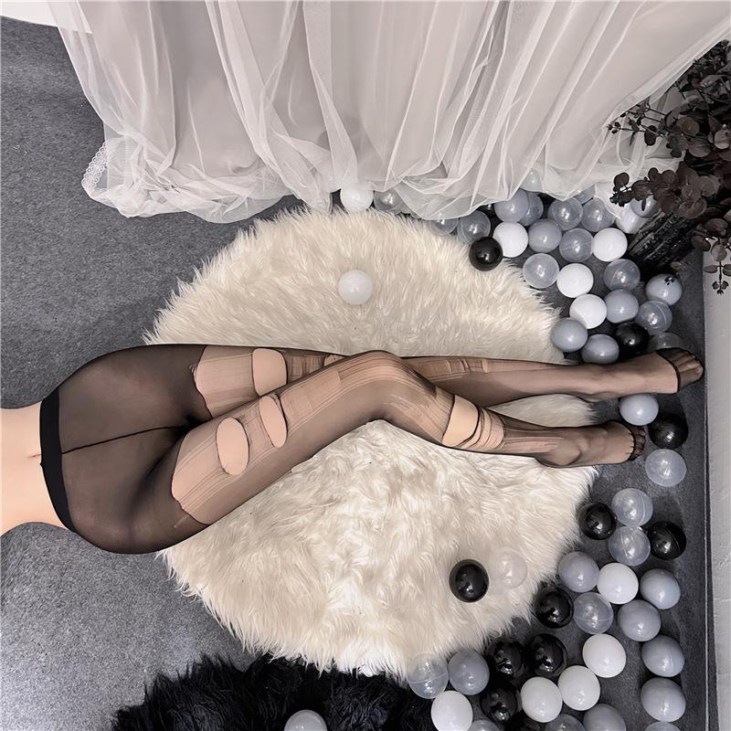 Women Sexy Sheer Stretchable Crotchless Open Crotch Pantyhose Intimate Hosiery