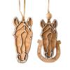 Wooden Hanging Horse Head Decoration Farmhouse Rustic Horse Horseshoe Christmas Tree Hanging Ornament Pendant