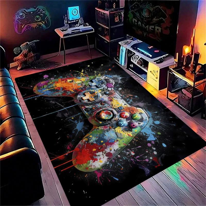 Gaming for Boys Room Gamer Casual Carpet with Controller Design Rug for Game Room Bedroom Decor Machine Washab Mat