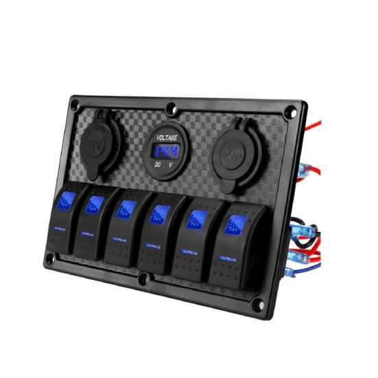 

Панель переключателей, огнестойкий, два порта USB, прочный кулисный переключатель с 6 светодиодами