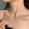 18K Gold Zircon Shovel Pendant Necklace - Luxury Clavicle Chain for Women