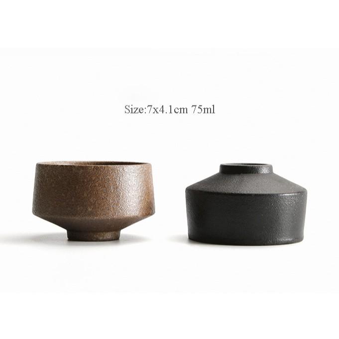 Ceramic Tea Cup Coarse Pottery Japanese Style Black Pottery Kung Fu Tea Set