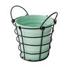 Storage Bucket with Iron Frame Hanging Planter Basket Balcony Flower Pot Hanger Home Decoration Vase with Handle for Living Room Courtyard