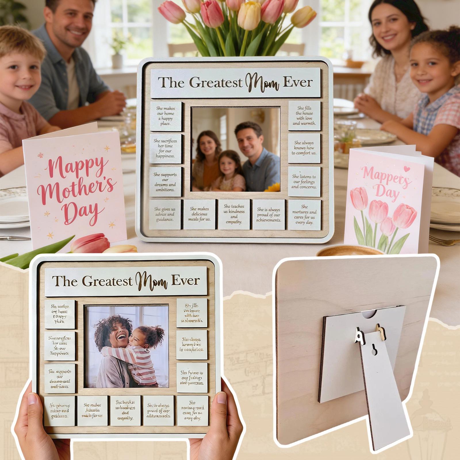 

Mother s Day Gift Photo Frame, Wood Photo Frame, Home Decoration Wooden Craft. One Size хаки