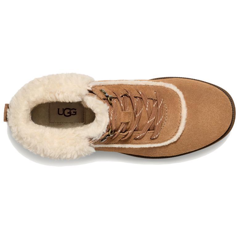 UGG Bodie Suede Fur Lace-Up Commuter Versatile Ankle Boots Women ankle boots Brown 1153472-CHE