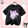 2026 Summer New Soft Cute Kuromi Cartoon Printed Children's T-shirt Loose Casual Round Neck Parent-child Outfit Short Sleeved