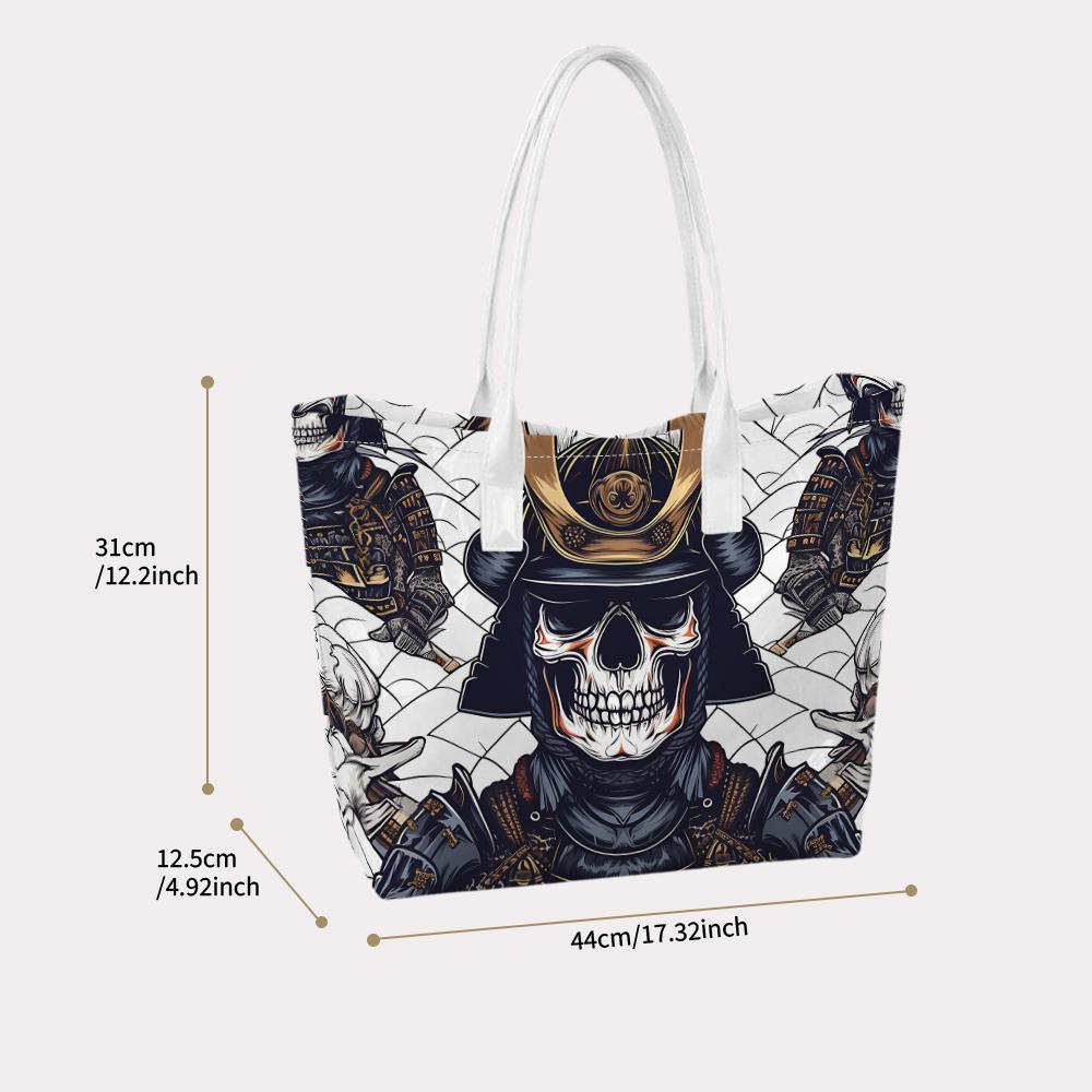 Skull Samurai Print Casual Tote Bag for Daily Outdoor Carry