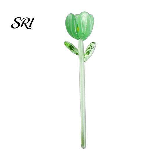 Delicate Glass Keepsake Mini Flower Ornament Handmade Colored Miniature Collectible Art Tiny Decoration for Table Centerpiece Bookshelves Micro