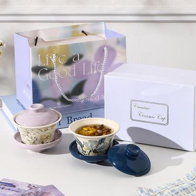 Iris High Value Tea Cups Business Event Gift Set Floral Water Cup Flowers Tea Cup Holiday Souvenir