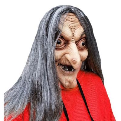 Scary Long Haired Old Witch Mask Halloween Costume Ghost Face Party Costume Role-playing Mask Props
