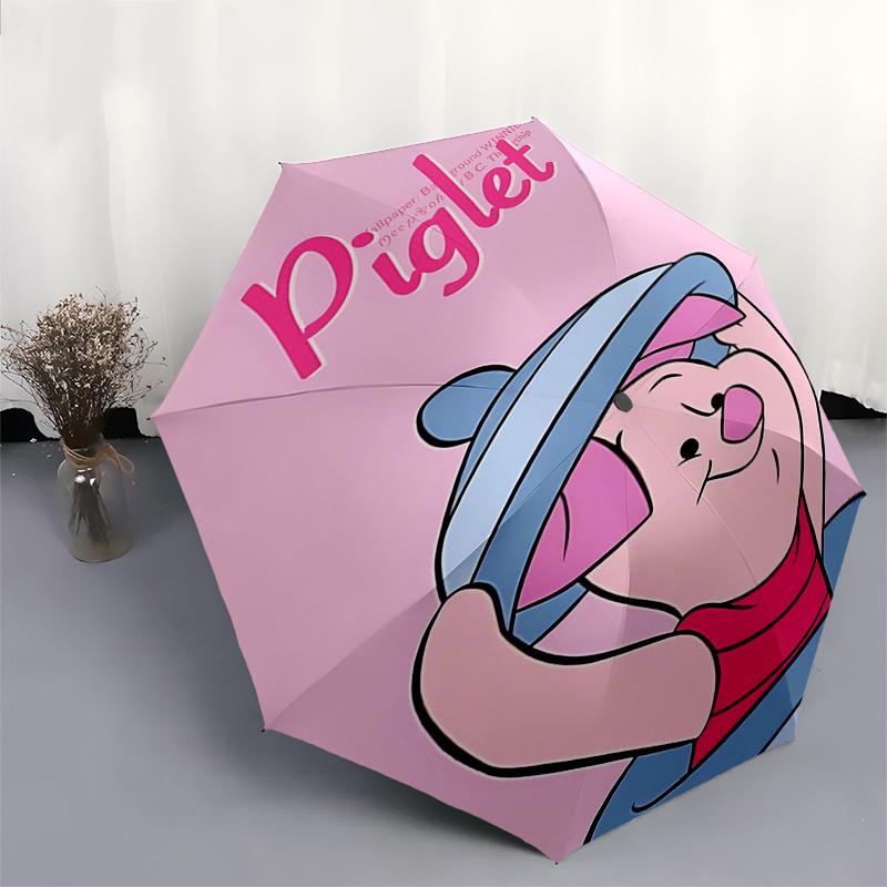 Winnie and Friends Themed Travel Umbrella-8 Ribs Automatic Opening and Closing, Portable Folding Design, Compact and Stylish Umbrella