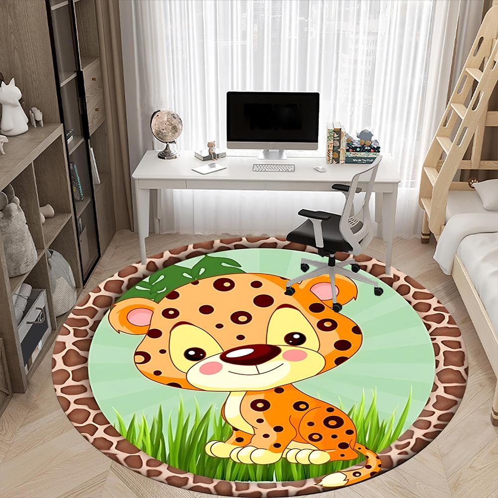 1pc CheetahChair Carpet for Office, Indoor Non-Slip Washable Polyester Fiber Carpet, Mat For Office, Machine Washable