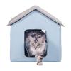 Beheiztes Katzenhaus Faltbares Katzenhaus mit Heizmatte Blau Klein